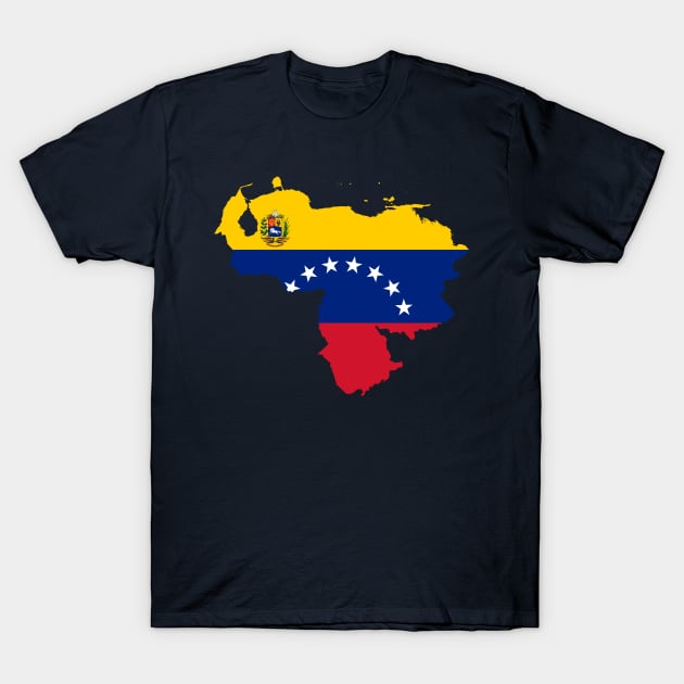 Venezuela Flag Map T-Shirt by Historia